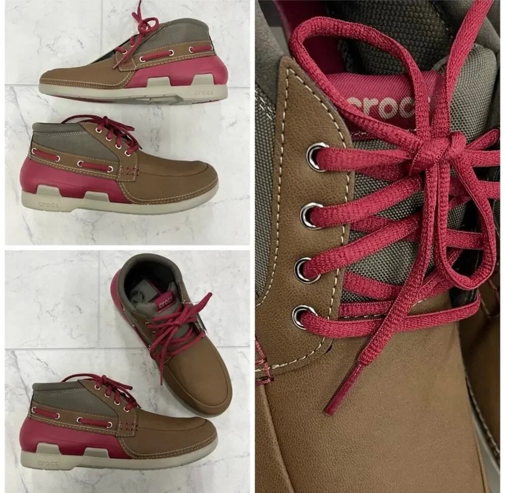 CROCS Beach Line Boat Chukka in Hazelnut / Brick Red Size 10